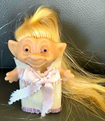 Vtg Troll 60's~rootie  Rooted~painted Eyes/straight Hair/neck Tab/clothing Error