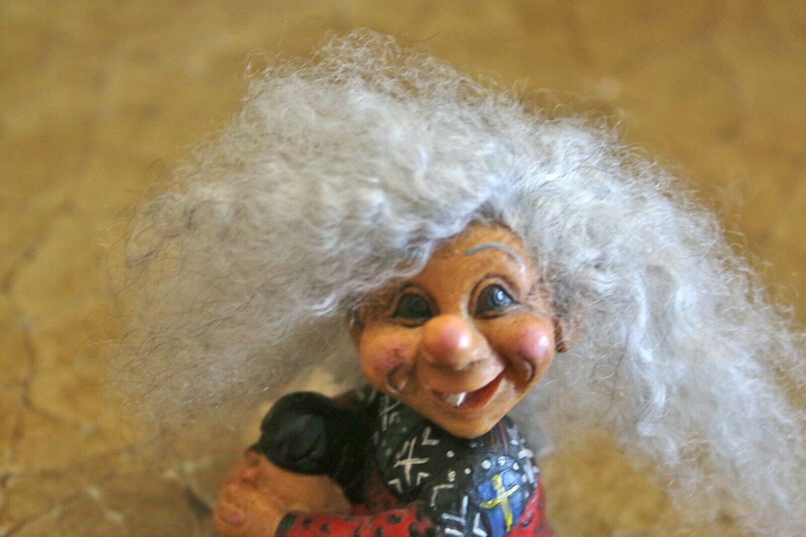 Allan Flink Sweden Souvenir Troll/gnome Seated With Long Wooly Hair