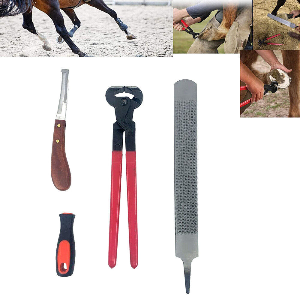 4pcs Pro Horse Farrier Tool Kit Hoof Nippers Hoof Clincher Trimmer Nipper Cutter